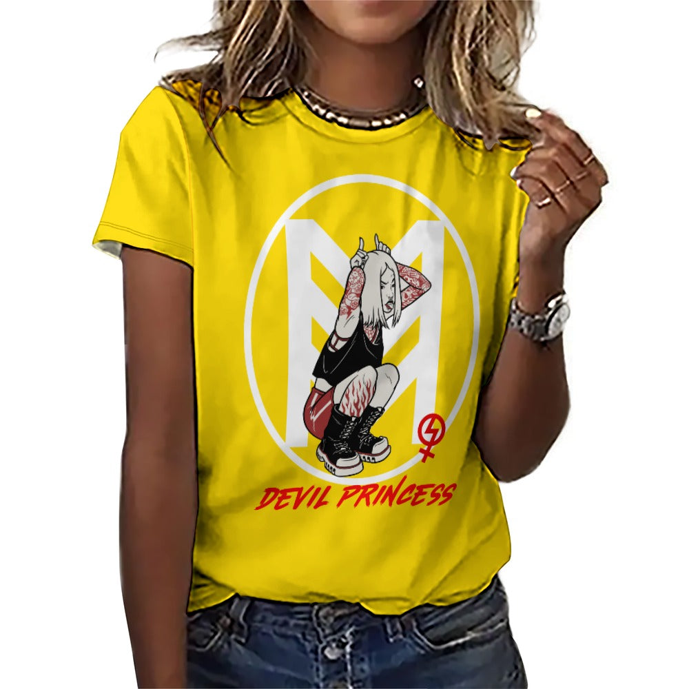 Rebel Royalty: Devil's Princess Feminist Tee - Women's Fully Print T-Shirt Women's Fully Print T-Shirt