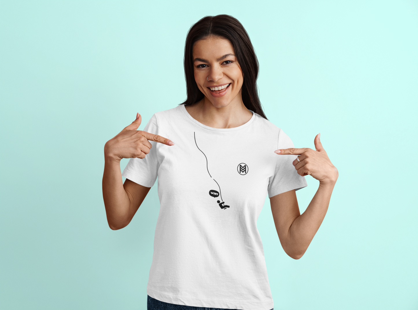 Unleash Playful Elegance: Stylized Minimalist Tee with WTF Twist