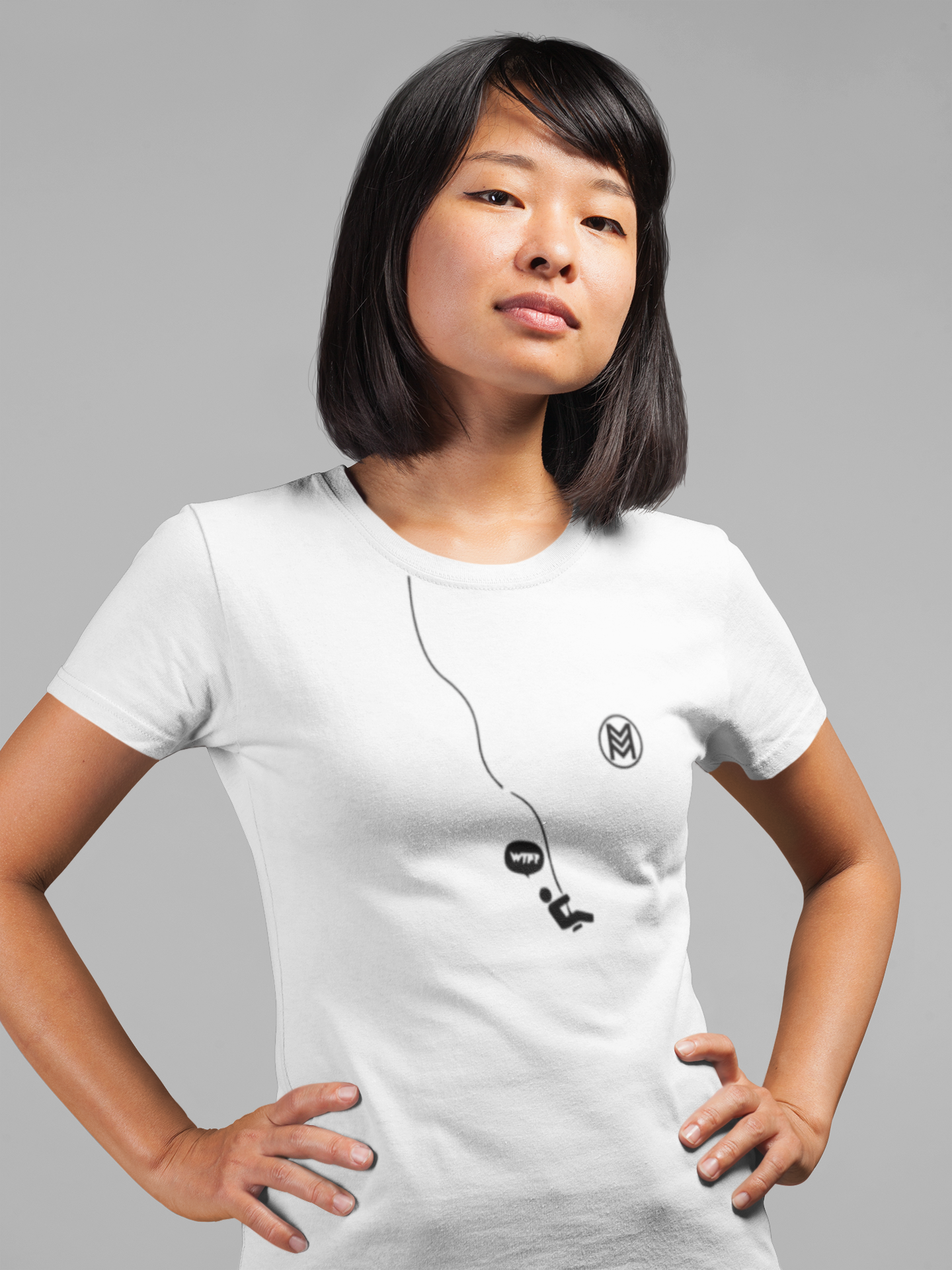 Unleash Playful Elegance: Stylized Minimalist Tee with WTF Twist