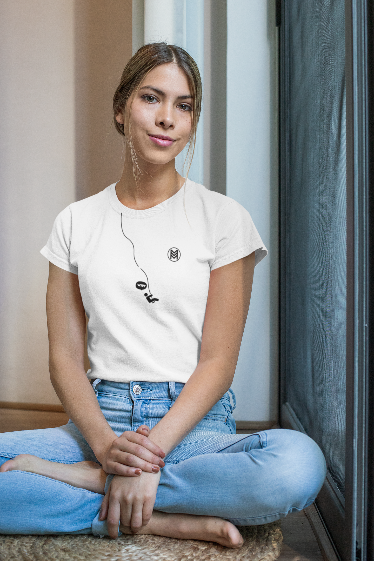 Unleash Playful Elegance: Stylized Minimalist Tee with WTF Twist