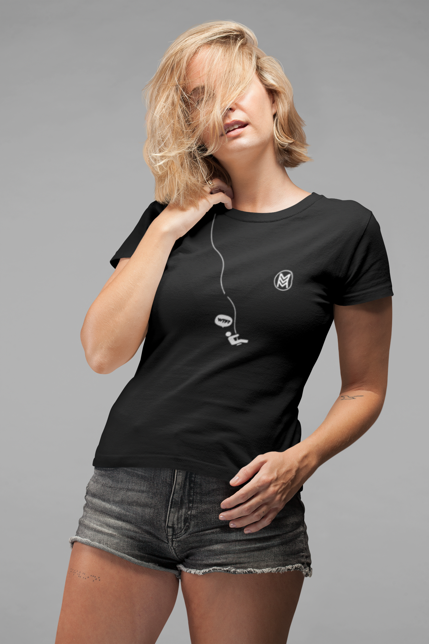 Unleash Playful Elegance: Stylized Minimalist Tee with WTF Twist